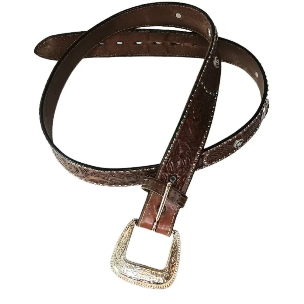 Vintage Handtooled Leather Belt Size 42